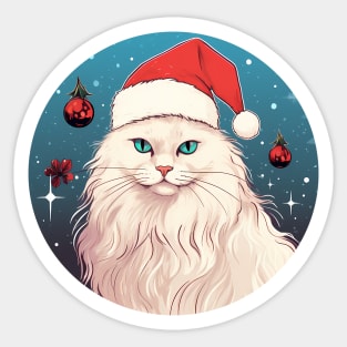 Turkish Angora Cat Xmas, Love Cats Sticker